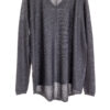 Paychi Guh | V-Neck Boxy Tee, Charcoal, 100% Worsted Mongolian Cashmere