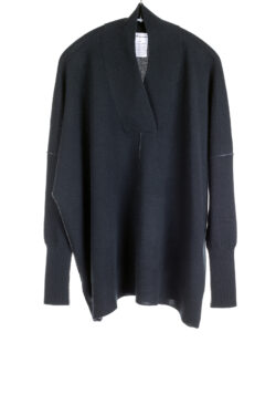 Paychi Guh | Wrap V-Neck Pullover, Black, 100% Baby Cashmere