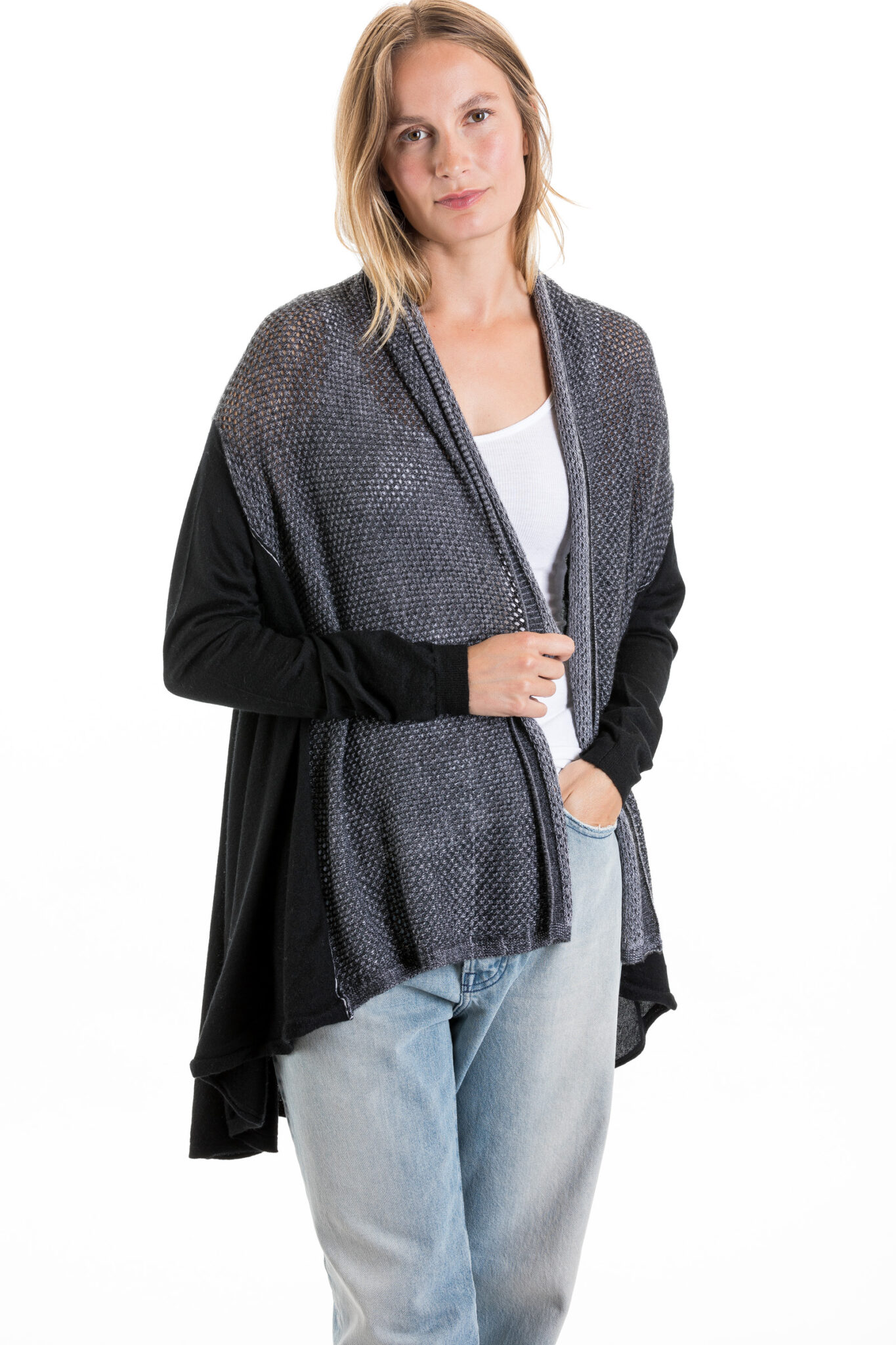 Open Stitch Cardigan | Cashmere | Black – Paychi Guh