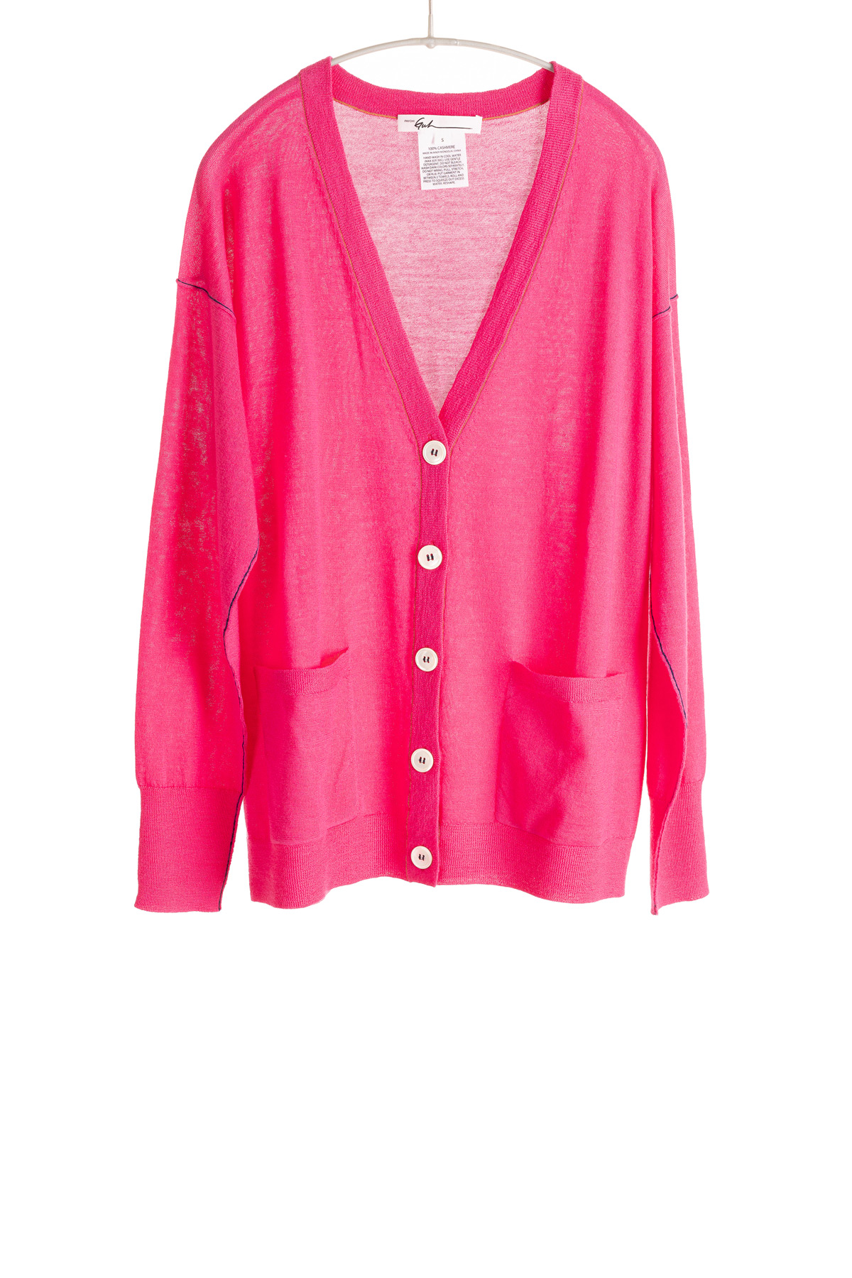 Relaxed V-Neck Cardigan | Worsted Cashmere | Fuchsia – Paychi Guh