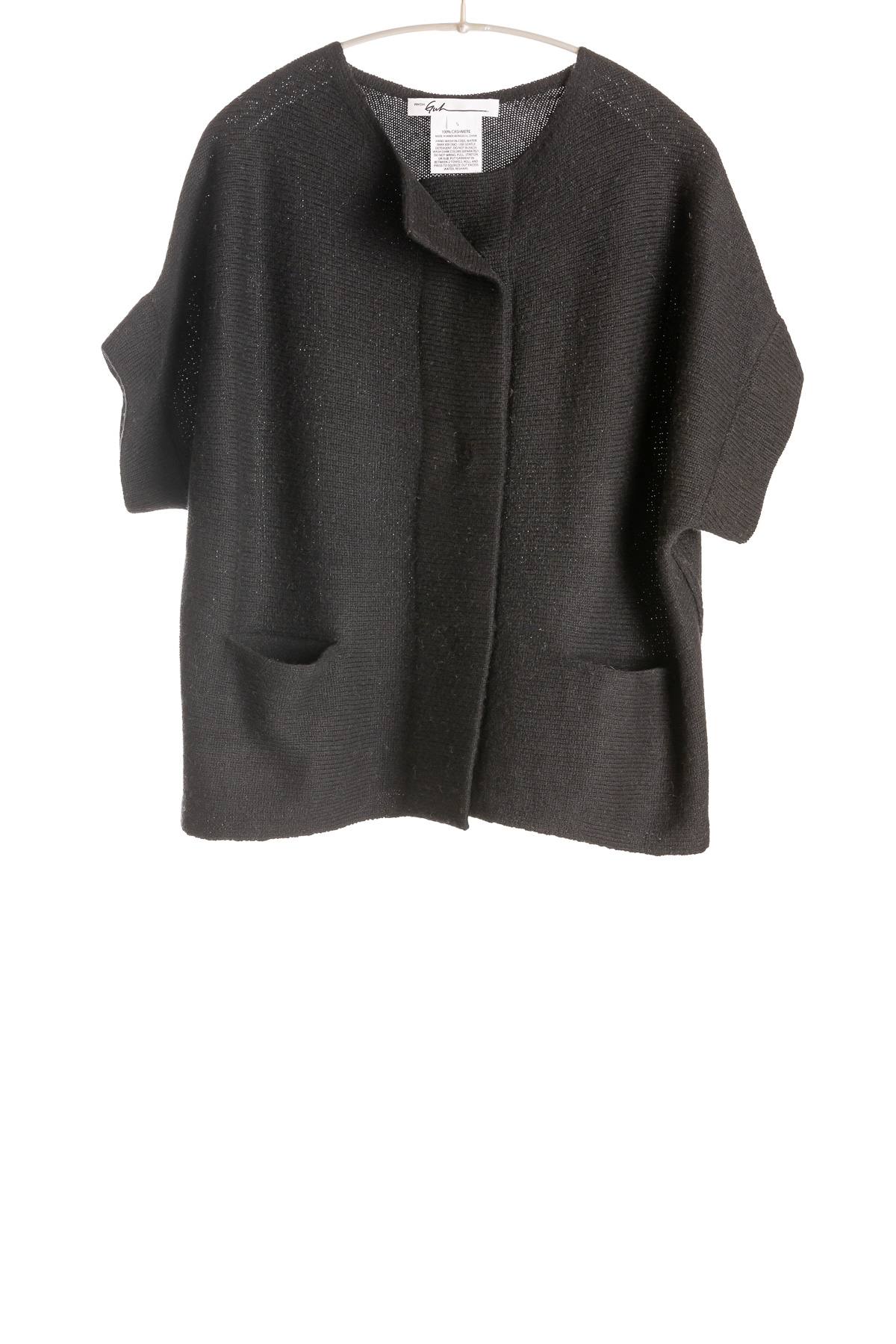 F467_HalfSleeveCardigan_Black_H1Front