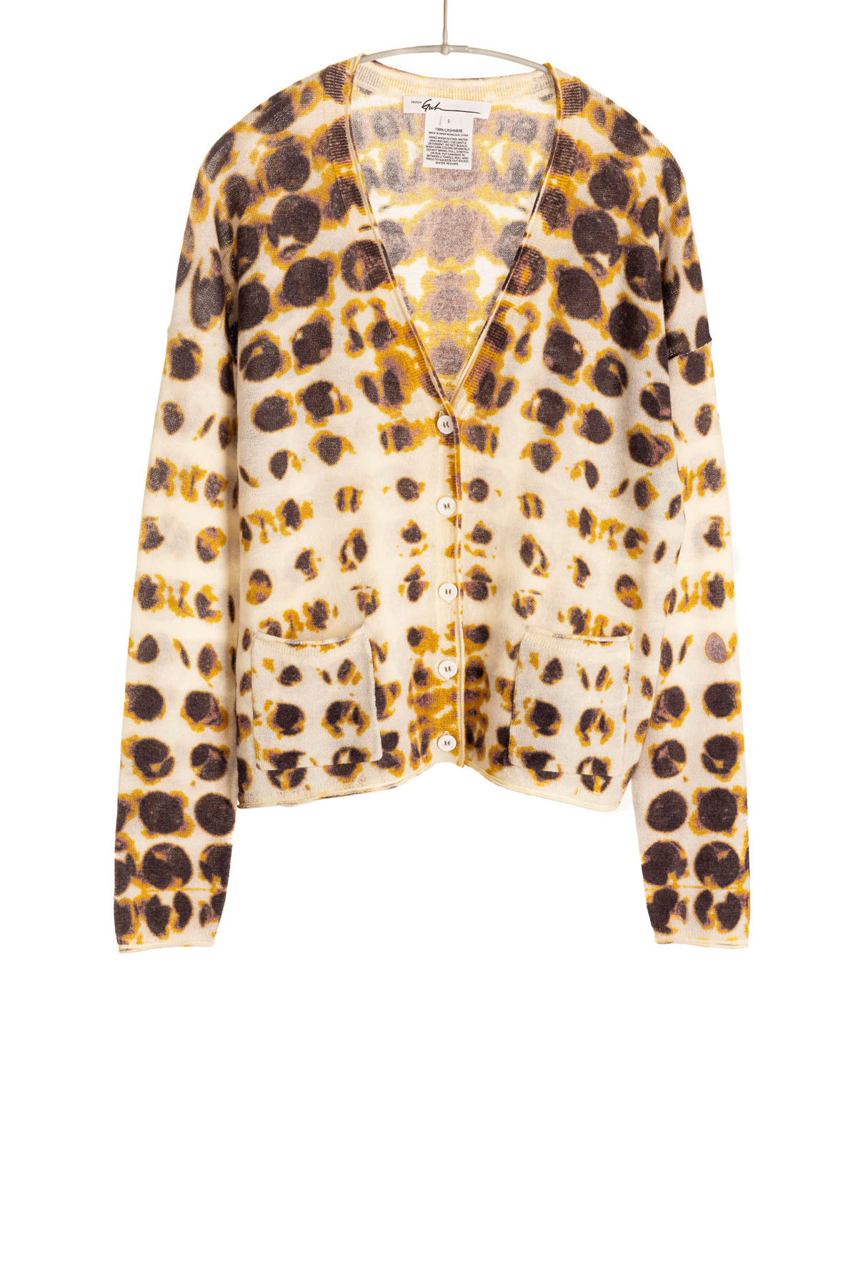 F499P_DottedVNeckCardigan_Gold_H1Front